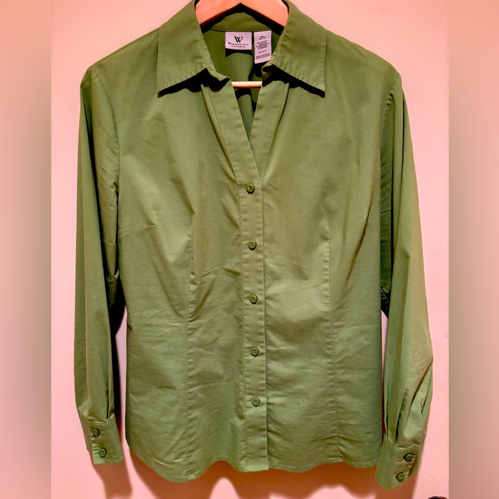Spring green worthington button down shirt long sleeve size 16P